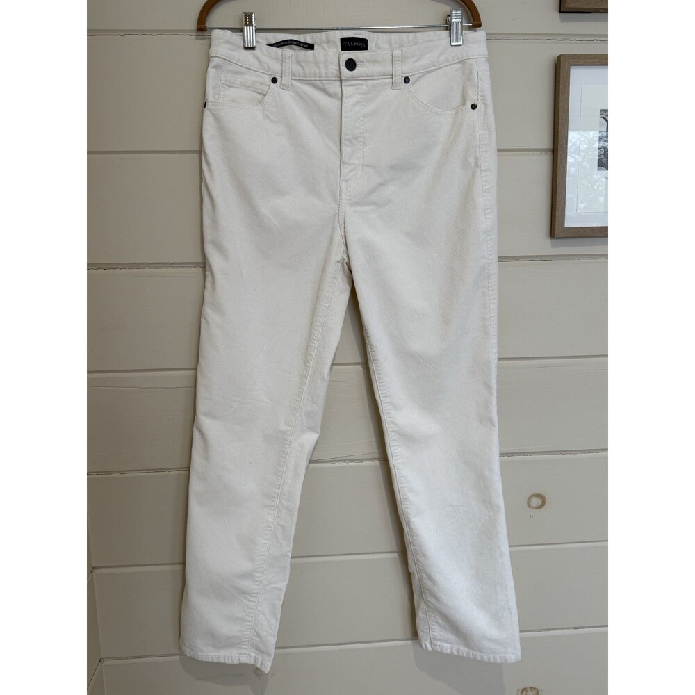 TALBOTS Corduroy Slimming Straight Leg Pants in Ivory 12P Old Money Capsule